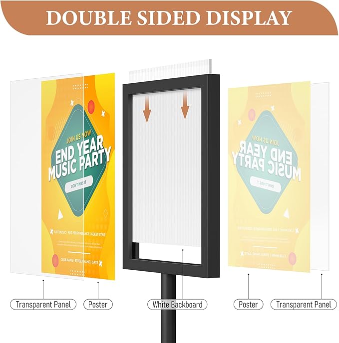 Relx Standing Sign Holder 11 x 17, Adjustable Pedestal Sign Stand, Double-sided - Image 2