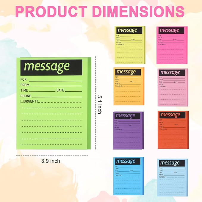 9 Pcs Colorful Phone Message Pad, 5.1×3.9 Inch Message Sticky Notes, - Image 2
