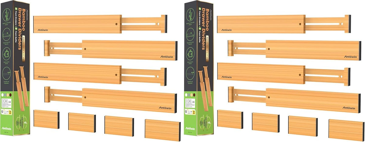 ANTOWIN Bamboo Drawer Dividers Organizers, Drawer Separators Splitter,13-17 i...