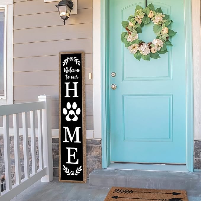LuZhiQiang Front Porch for Welcome To Our Home Standing Sign 45"X9" Vertical - Image 4