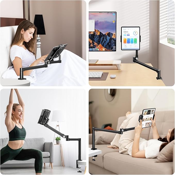 elitehood 28in Long Arm iPad Desk Mount, Heavy Duty Aluminum Tablet Arm Mount - Image 9