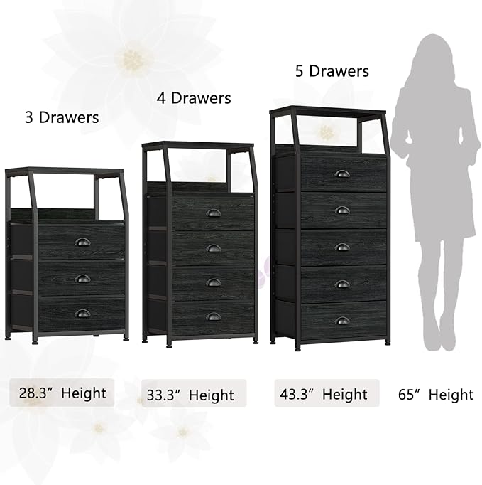 Furnulem Black Night Stand, Small Dresser - Image 7