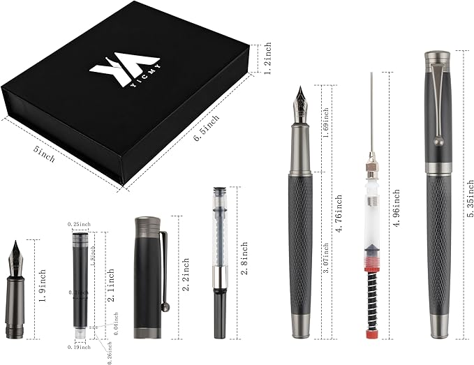 YICMY Fancy Fountain Pen Set – Fine & Medium Nibs, Includes 18 Ink Cartridges - Image 3