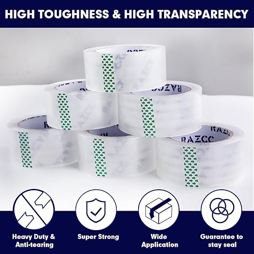 RAZCC Packing Tape, 24 Rolls Clear Heavy Duty Packaging Tape - Image 3