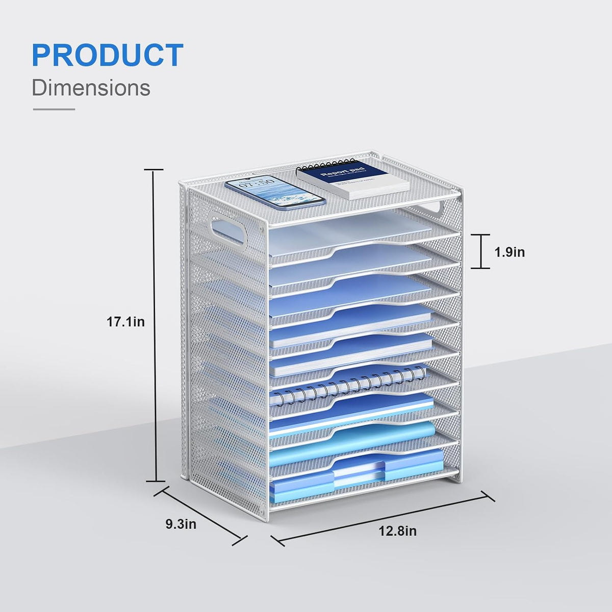 OUTWOLF 10 Tier Paper Organizer - Letter Tray Mesh Desk File Organizer with H...