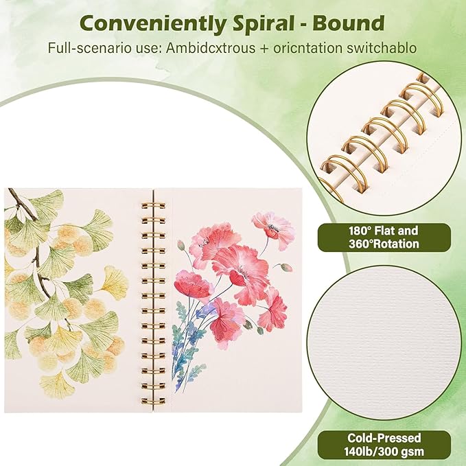 Watercolor Paper Pad 8" x11”, Spiral - Image 4
