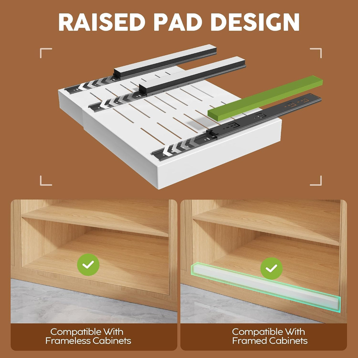 Seinloes 1 Pack Expandable Pull Out Cabinet Organizer 21" Deep with Rais...