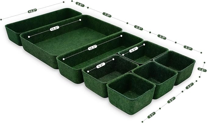 Welaxy Desk drawer organizer bins shallow trays felt storage desktop box - Image 7