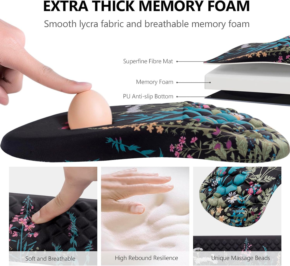 Mouse Pad Wrist Support, Laokiiy 2 in1 Keyboard Wrist Rest+ Ergonomic Mouse P...