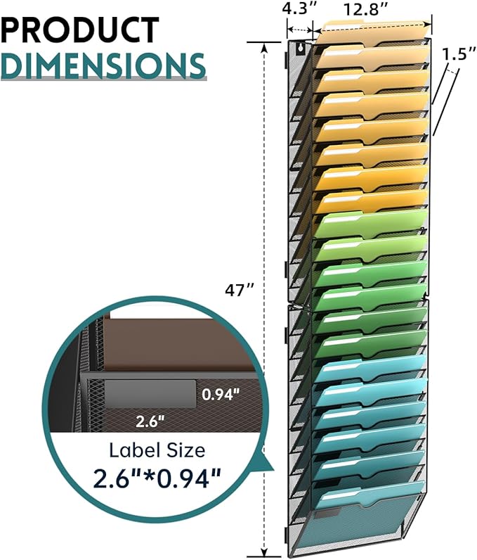 SUPEASY Wall File Organizer Mesh Office Mail Holder, Hanging Wall Organizer - Image 4