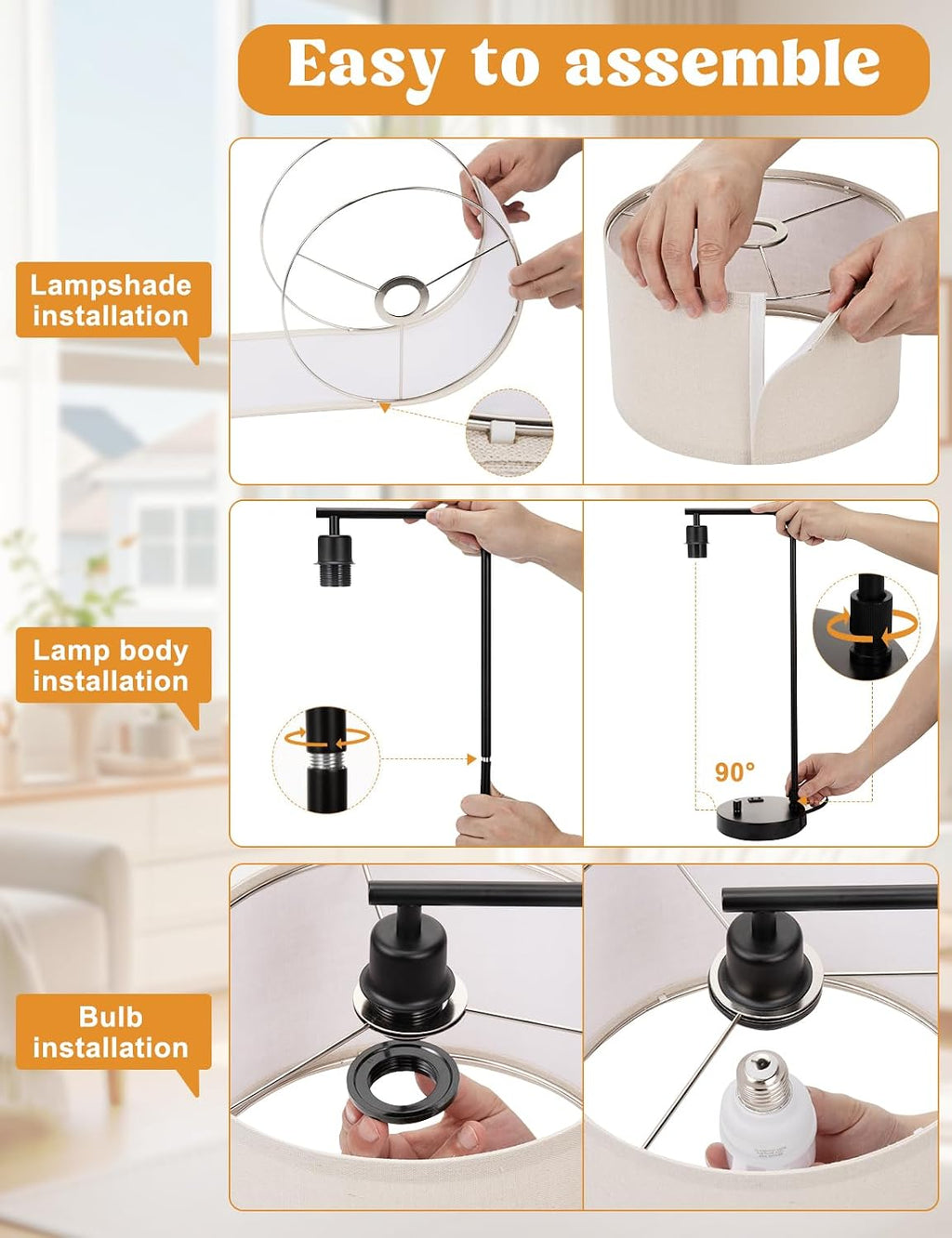 20.7" tall table lamp with usb & outlet, package contents