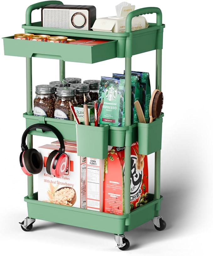 Sorgion 3 Tier Rolling Cart Organizer, Laundry Room Bathroom Organizers and by Sorgion