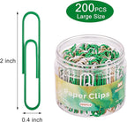 NEEWAY 200pcs Large Green Paper Clips, 2 Inch Jumbo Paper Clip, Ceative Colored - Image 2