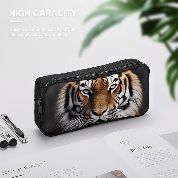 BWQJKUO Pencil Pen Case, Tiger Printed Pouch Big Capacity Pen Bag - Image 4