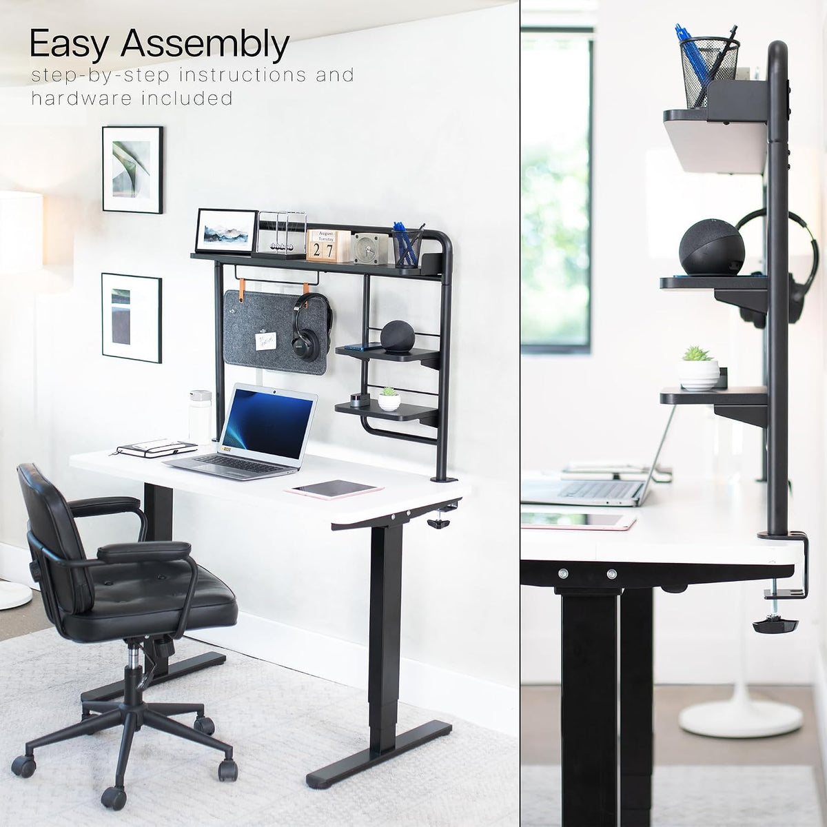 VIVO Black Clamp-on 38 inch Desktop Shelving System, DESK-SHELF38A