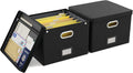 2 Pack File Organizer Box with Lid, Large Hanging Filing Box with Mesh Pocket