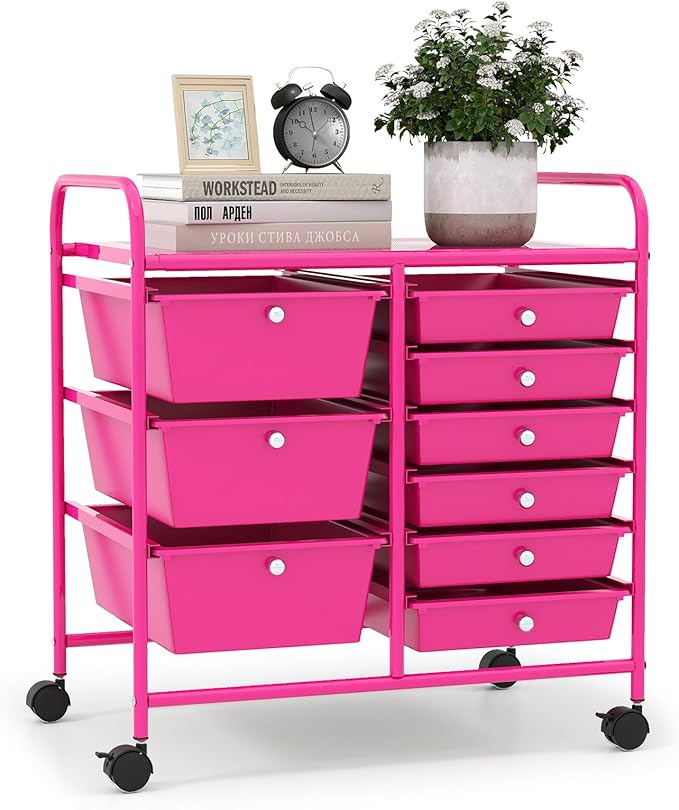 LDAILY 9 Drawer Rolling Storage Cart, Rolling Cart by LDAILY