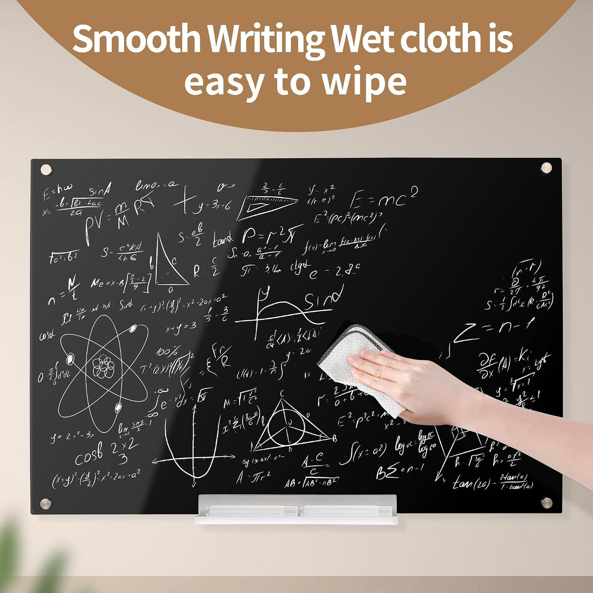 Acrylic Black Magnetic Dry Erase Board for Wall, White Board12”x16”,Frameless...