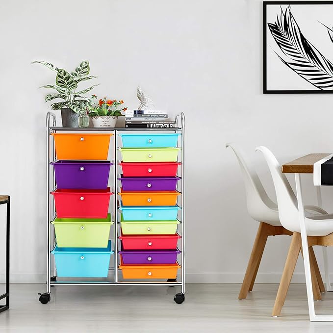 LDAILY 15 Drawer Rolling Storage Cart, Rolling Cart - Image 8