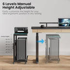 EUREKA ERGONOMIC PC Stand Computer Cart Frosted Glass, Height Adjustable Tower - Image 7