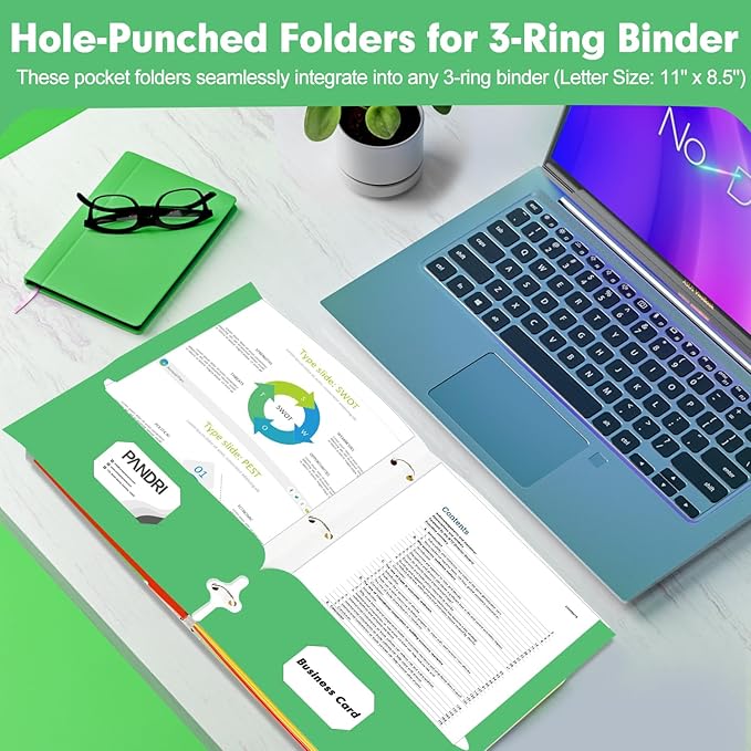Two Pocket Portfolio Folders, PANDRI 60 Pack 3 Hole Punched 2 Pocket Folders - Image 5