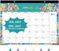 2027 Desk Calendar - January 2027 - December 2027, 17" x 12" | Large Desk Calendar, 12-Month Desktop/Wall Monthly Calendar for Home School, or Office - 12 Floral Patterns