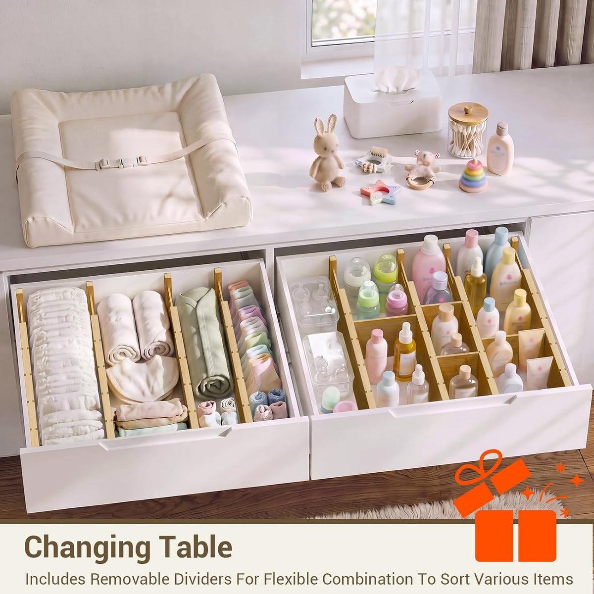 Deep Drawer Dividers For Clothes,Expandable Drawer Organizer (6, Long)