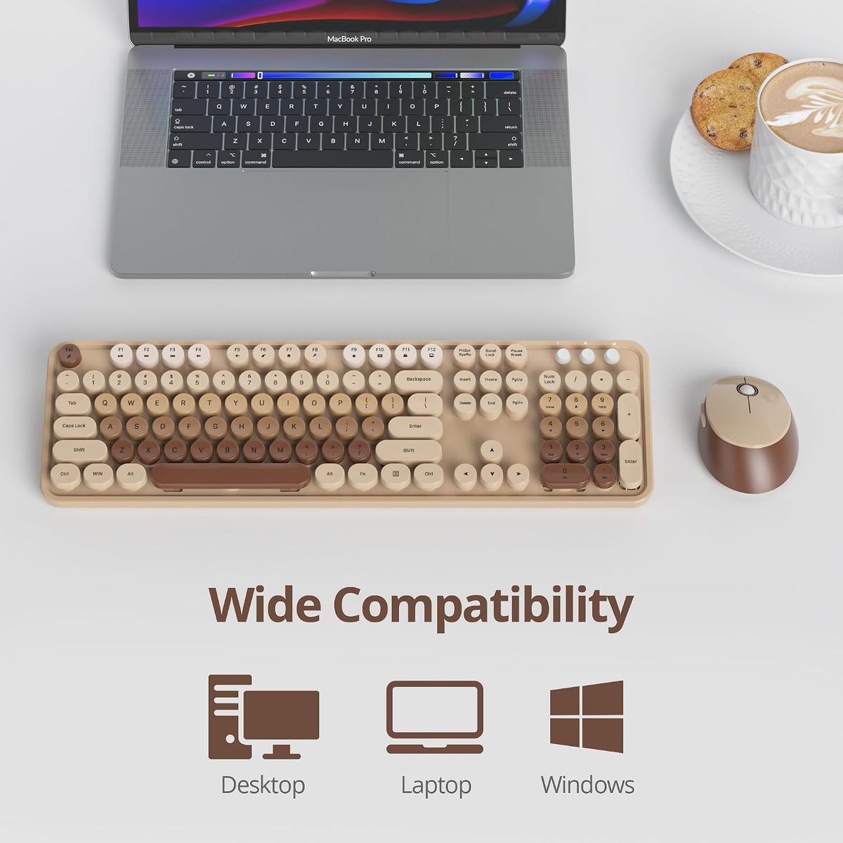 GTSP Retro Wireless Typewriter Keyboard and Mouse Combo, 2.4GHz Full-Size Cut...