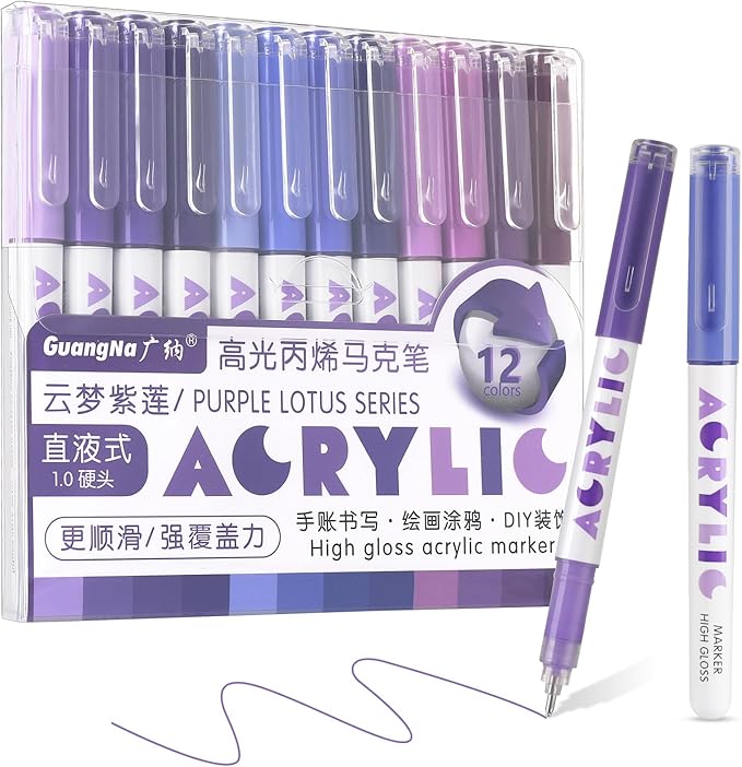kander Acrylic Gel Pens, 12 Colors Highlighter Acrylic Gel Ink Pens by Yourcreativeassistant