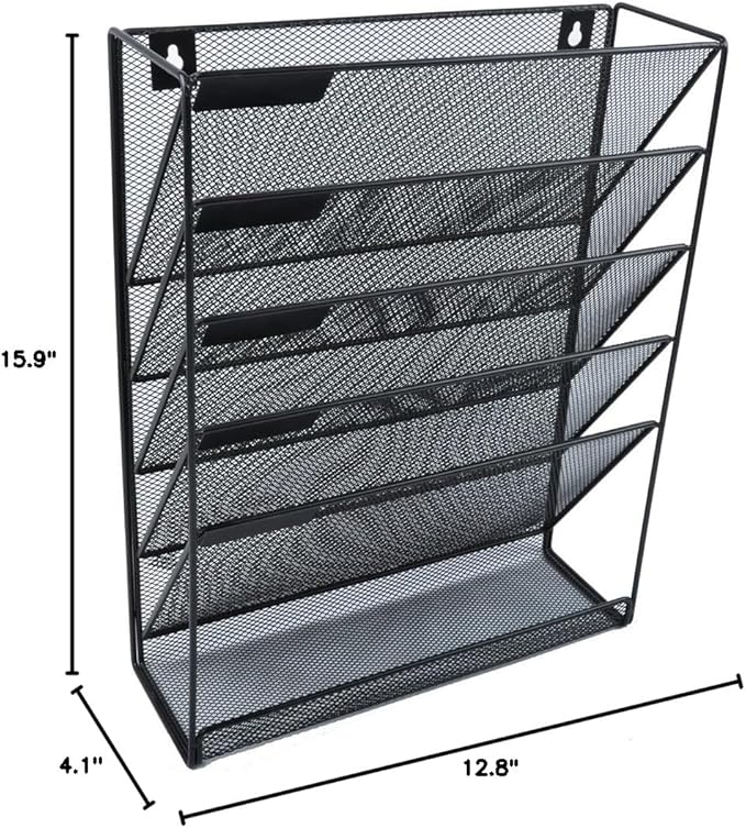 EASEPRES Hanging File Holder Organizer, 6 Tier Mesh Metal Wall Mount Document - Image 7
