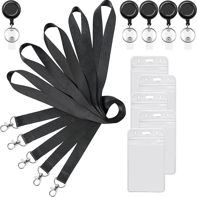 YOUOWO 5 Pack Black Lanyards - Image 6