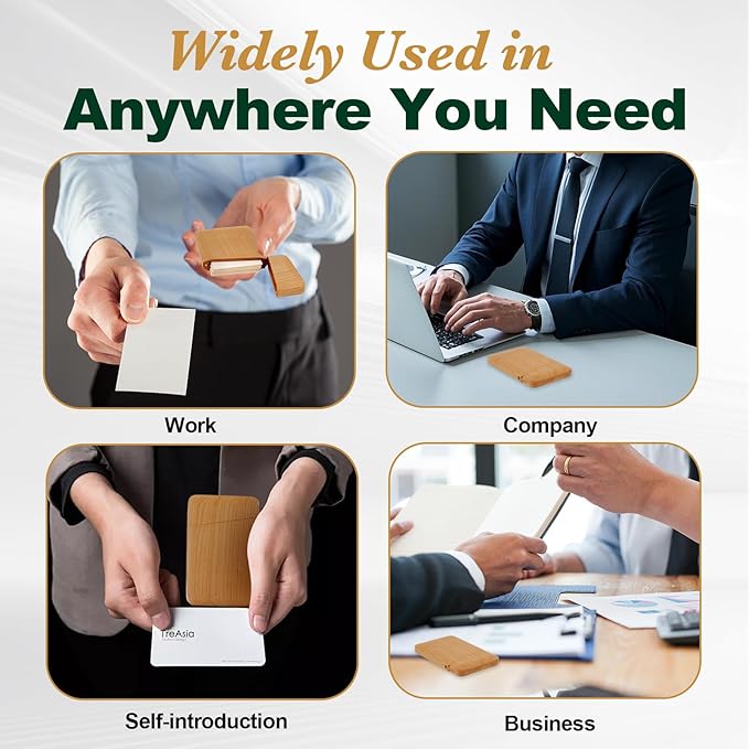 Yookin Wood Business Card Holder Wooden Magnetic Business Card Case Portable - Image 6