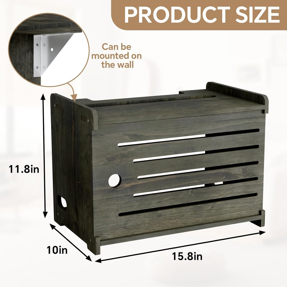 Wooden WiFi Router Storage Box Hider Shelf, Decorative Projector Box Hider Ra...