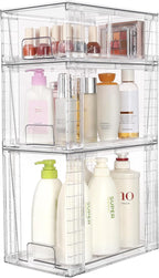 Vtopmart 3 Pack Clear Stackable Storage Drawers, Plastic Drawers - Image 4