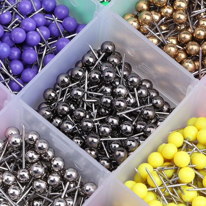 Yalis Push Pins Marking Map Tacks 1/8-Inch Plastic Beads Head, 15 Assorted - Image 6