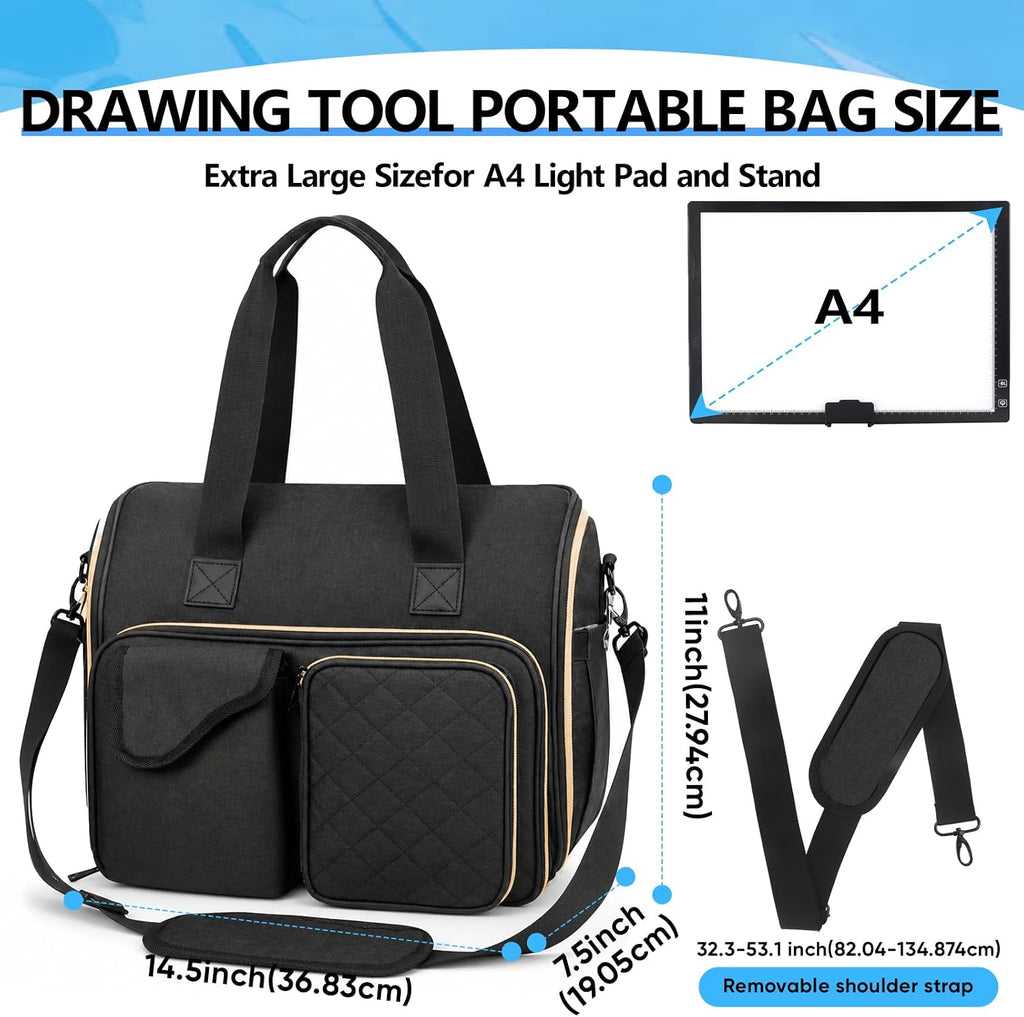 portable a4 light pad storage bag for diamond, side view
