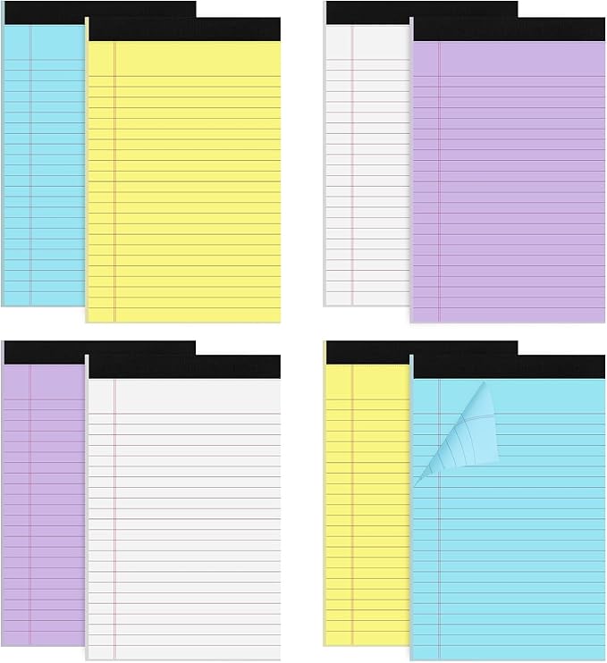Thboxes 8 Packs Small Note Pads 5x8, Color Legal Pad 5x8 College Ruled Small by Thboxes