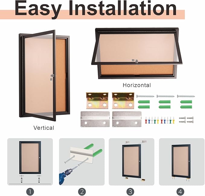 36x24 Inch Lockable Enclosed Bulletin Board, Weather-Resistant Outdoor - Image 4