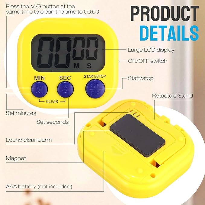 Weewooday 24 Pcs Digital Kitchen Timer Magnetic Timer Bulk On/Off Switch Minute - Image 3