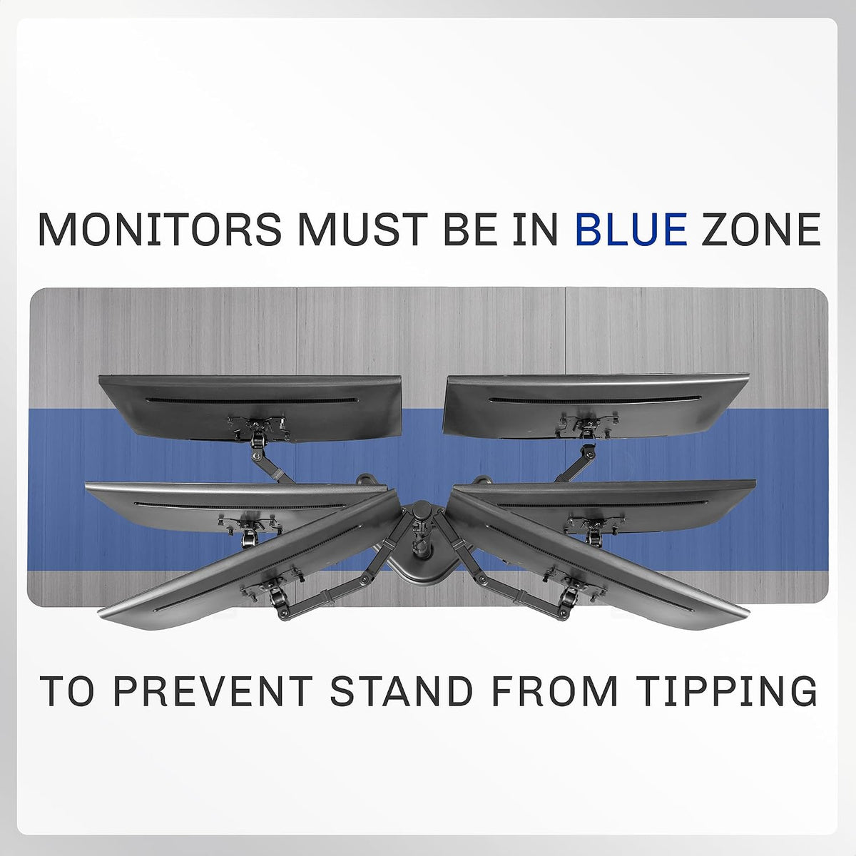 vivo stand-v002f dual led lcd monitor free-standing desk, front angle view