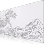iCasso White Mouse Pad, Extended Gaming Mouse Pad, Large Stable Rubber Base by iCasso