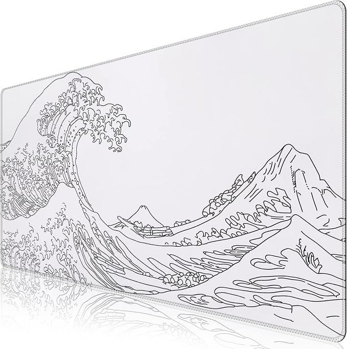 iCasso White Mouse Pad, Extended Gaming Mouse Pad, Large Stable Rubber Base by iCasso