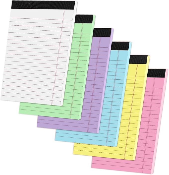 Thboxes 6 Packs Legal Pads 5x8, Totally 180 Sheets Colored Legal Pads 5x8 by Thboxes