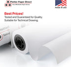 Plotter Paper Direct (20lb, Uncoated | 4 Rolls, 2" Core | 36 In x 150 Ft) for CAD Printing on Wide Format Ink Jet Printers