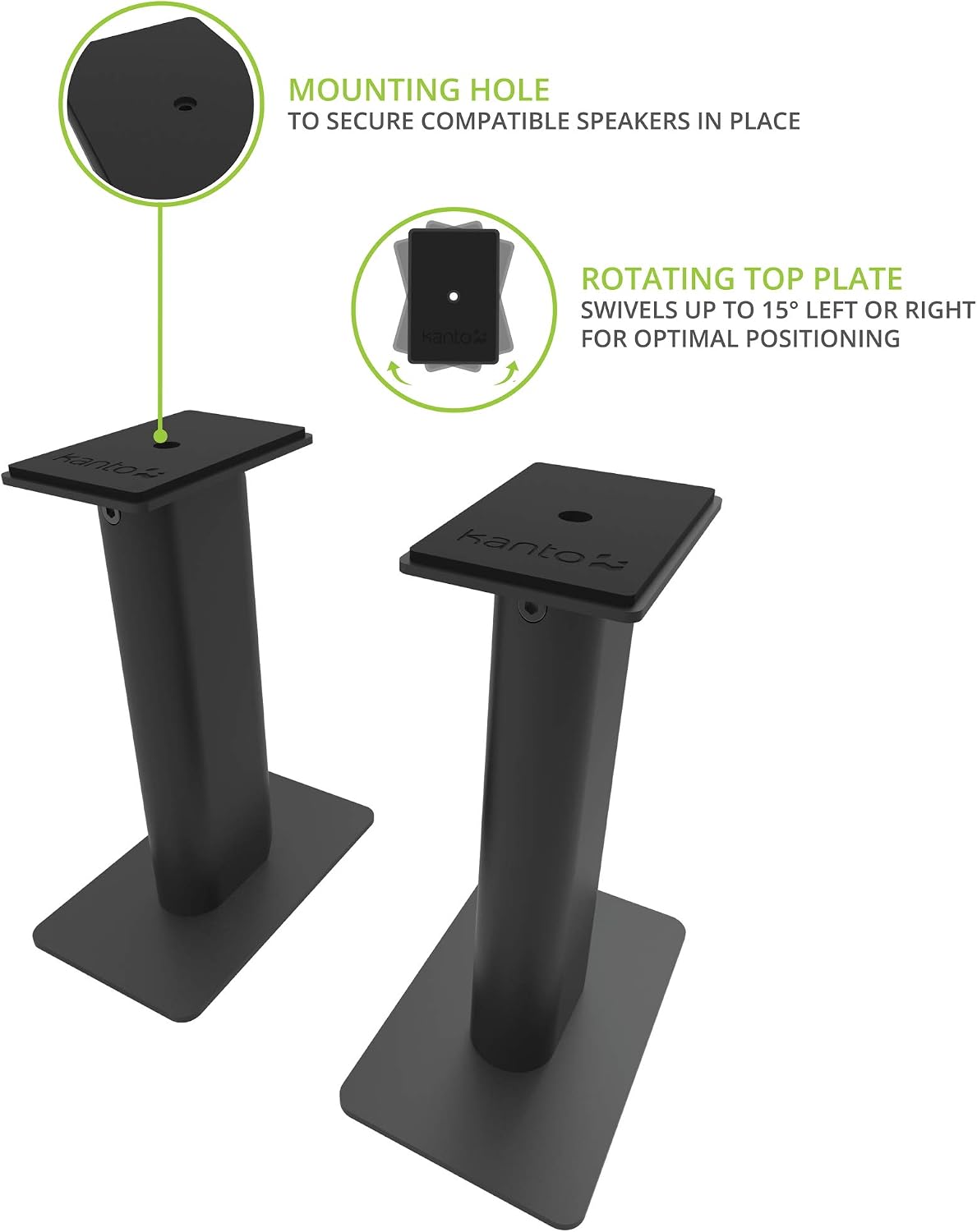 Kanto SP9 Rising Desktop Speaker Stands for Small/Medium Bookshelf Speakers &...