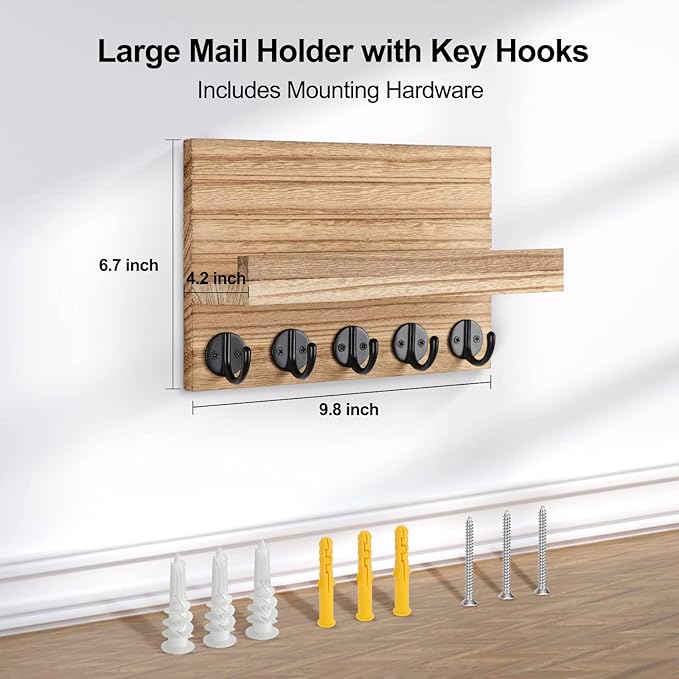 Lwenki Key Holder for Wall, Decorative Key and Mail Holder - Image 7