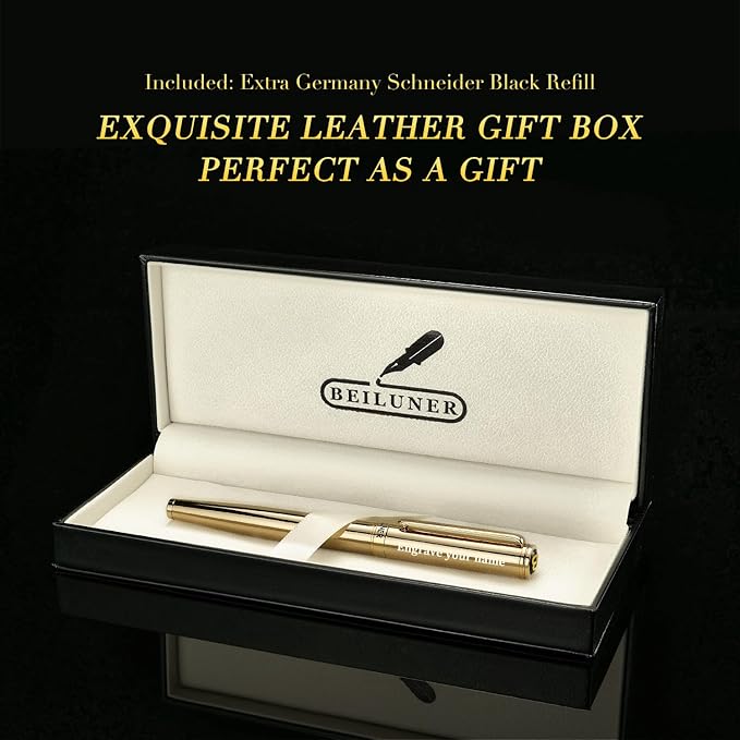 BEILUNER Gold Personalized Fountain Pen, Stunning Luxury Surface, 24K Gilded Nib - Image 6