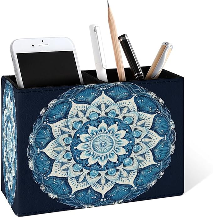 Famame Round Blue Mandala Pencil Holder by Famame