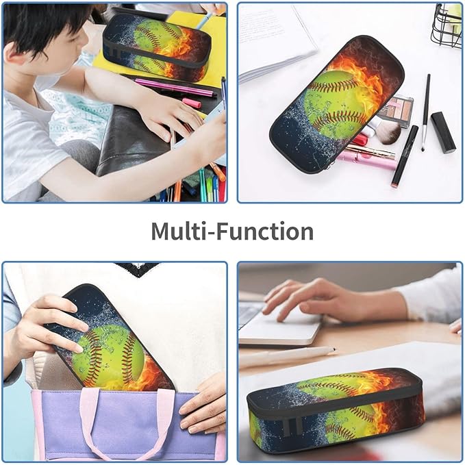 Softball Ball Pencil Case Big Capacity Storage Pencil Pouch Stationery Bags - Image 8