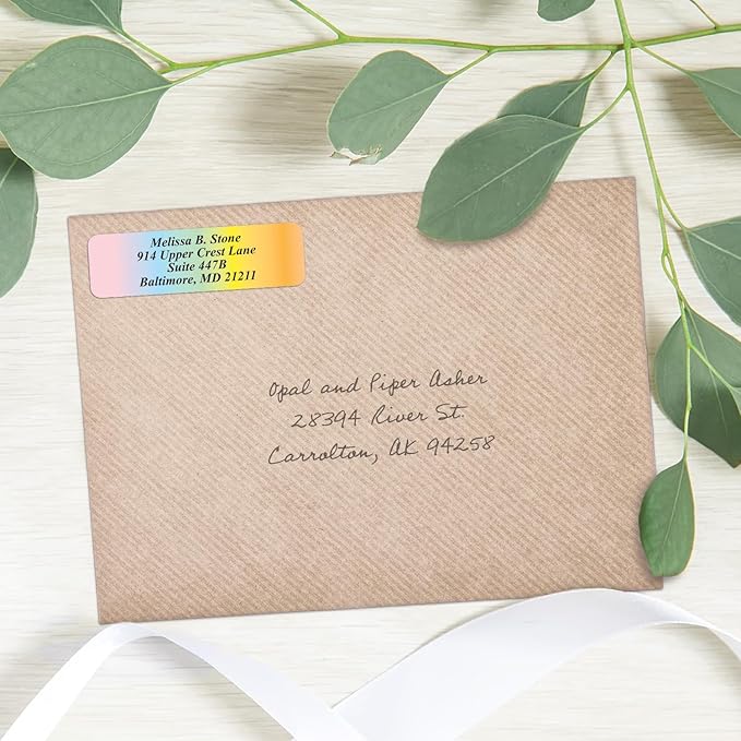 Cascading Rainbow Personalized Return Address Labels Without Dispenser - Image 3